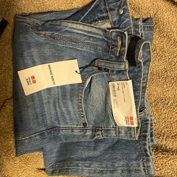 Uniqlo Jeans Uniqlo High Rise Wide Fit Denim Pants Poshmark
